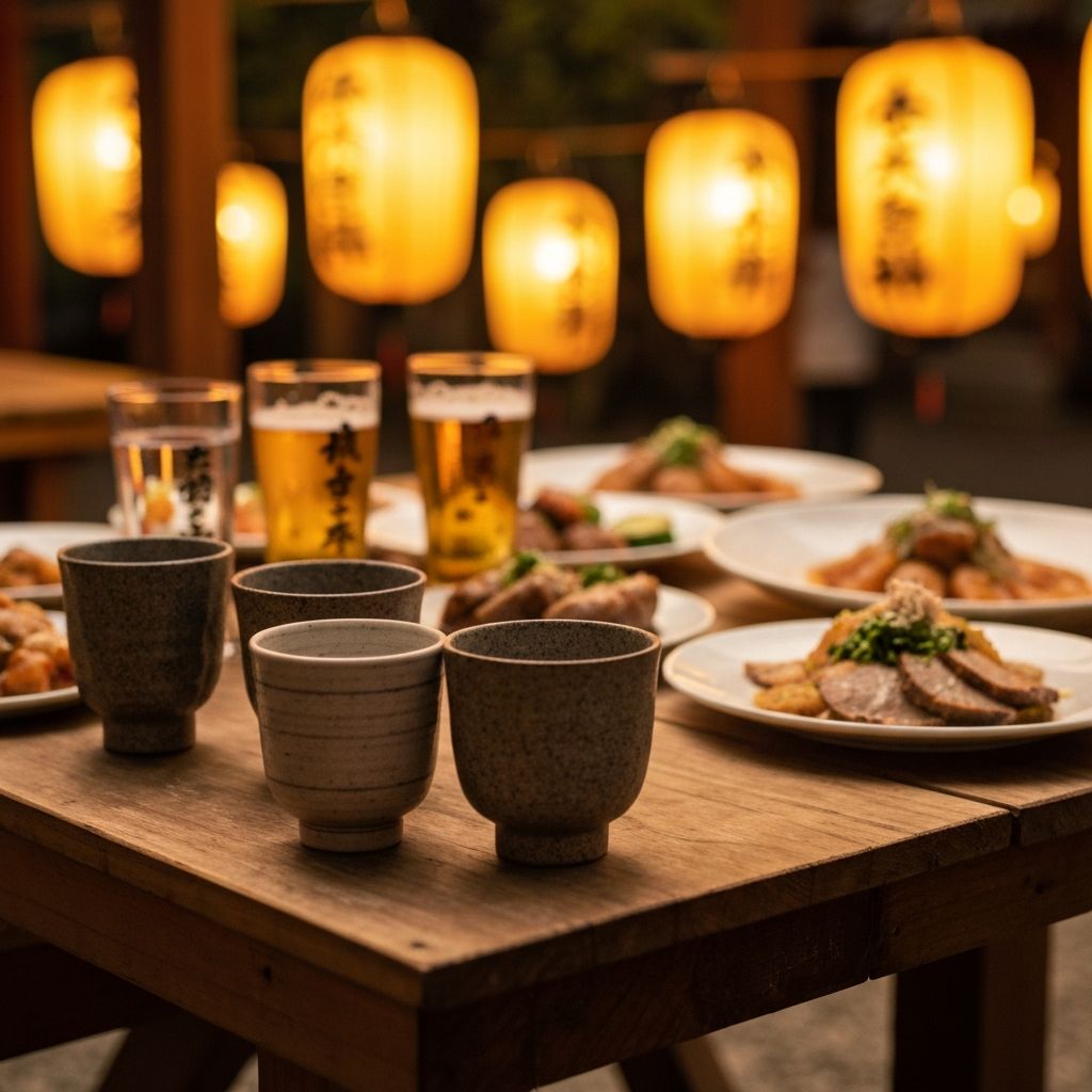 神社の境内で楽しむお酒と料理
